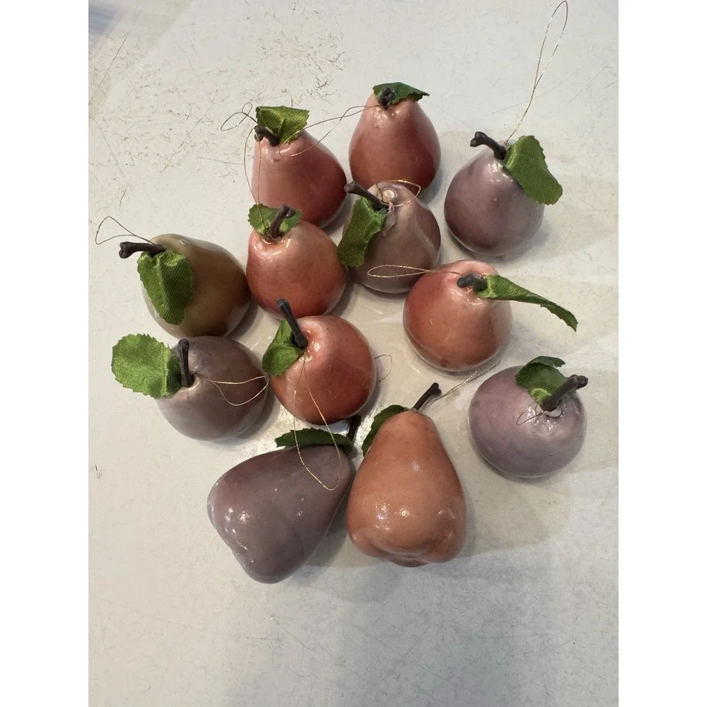 Vintage Pear Christmas Tree Ornaments Set‎ of 12 Holiday Fall Decoration